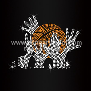 Hands Holding Basketball Rhinestone Heat Transfers
